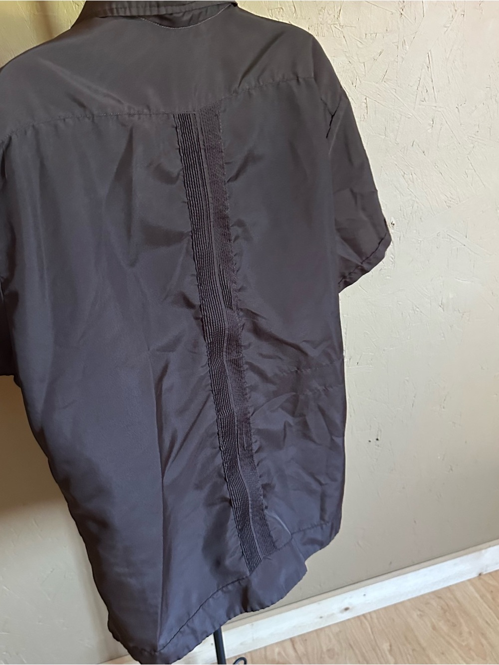 Maya Brown Short-Sleeve Embroidered Cuban Shirt Jacket - Picture 8 of 8